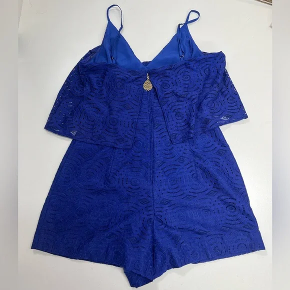Lilly Pulitzer CAlA Romper Mystical Knotty Lace Blue Size 2 - Picture 4 of 13